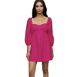 Reformation Dress Size 14 Farley Babydoll Mini Long Sleeve in Corvette Pink New